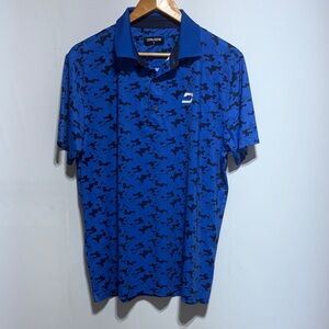 Druids Blue & Black Golf Polo Shirt Size Medium Office Business Casual